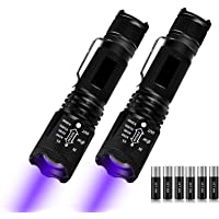 Los mejores  - Linterna Táctica y UV 2 en 1- morpilot 2 Paquete Linterna LED 500LM- Linterna Ultravioleta- Luz UV con 4 Modos- Zoom IN…